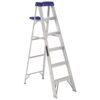 Louisville Ladder Louisville AS2100, 250 lb, 3 in Width X 3 in Depth Non-Conductive Rail, 5 Rung 6-Foot Aluminum Step Ladder, 250-Pound Capacity, AS2106, 6-Feet, 6 Ft 15 513 HOa4D2L