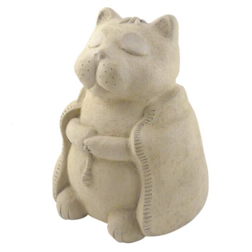 Modern Artisans Meditating Cat - Cast Stone Garden Sculpture, Large Size, American Made