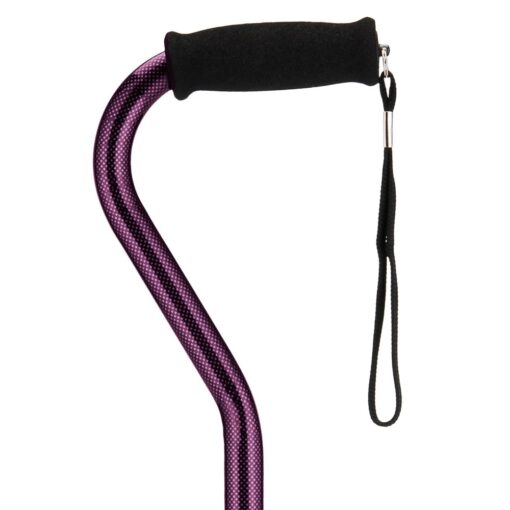 NOVA Designer Walking Cane with Offset Handle, Lightweight Adjustable Walking Stick with Carrying Strap Purple Checkers Design