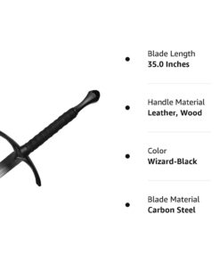 Medieval Sword One Hand Sword, Dull Blade. for Collection, Gift, Show and Fair Cosplay and LARP Wizard-Black 15 513XCFhPOpL