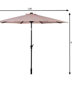 Giantex 9ft/10ft Outdoor Patio umbrella with Solar Lights, Table Market Umbrella with Crank and Push-button Tilt System, Solar LED Lighted Patio Umbrella for Backyard Deck Pool Beach Beige 12 513eDLYgIQL