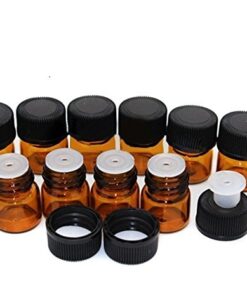 Alternative view of Simple-e 50pcs 1ml (1/4 Dram) Amber Mini Glass Bottle 1cc Amber Sample Vial Small Essential Oil Bottle Travel Must + 1pc Glass Clean Cloth