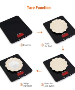 AccuWeight 201 Digital Multifunction Meat Food Scale with LCD Display for Baking Kitchen Cooking, 11lb Capacity by 0.1oz, Tempered Glass Black 35 513qELnbHzL
