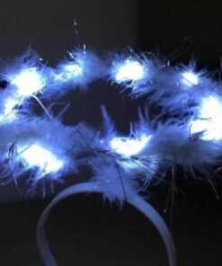 Kangaroo Angel Halo Headband for White Angel Costume - Light up Headband with 6 White LED Lights & Feathers for Kids and Adults – Angel Halloween Costume Accessories for Women and Teen Girls 32 51441 KQudL