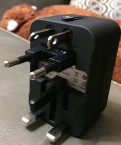 Travel Adapter, Worldwide All in One Universal Travel Adaptor Wall AC Power Plug Adapter Wall Charger with Dual USB Charging Ports for USA EU UK AUS Cell Phone Laptop Black 32 5145nfw6dcL