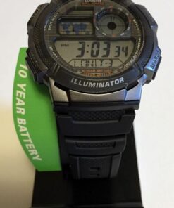 Casio Men's AE1000W-1BVCF Silver-Tone and Black Digital Sport Watch with Black Resin Band 16 5148fOK5TL