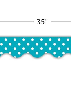 Teacher Created Resources Teal Polka Dots Scalloped Border Trim (5494) Teal, White 8 514AQY4JzhS