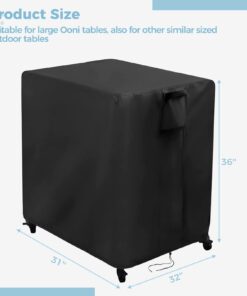 Pizza Oven Table Cover, Waterproof Sunproof Outdoor Pizza Oven Stand Over, Fit Ooni Large Tables, Outdoor Prep Cart Table Cover, Pizza Oven Dining Cart Worktable 420D Oxford Cover, 36x32x31in 11 514EY1Px2ML