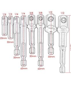 Alternative view of dophee 8Pcs Impact Grade Socket Adapter Set, Square Socket Adapter Bits for Drills, Hex Shank Drill Bits Square Nut Driver Power Extension Bar Set 1/4" 3/8" 1/2" Bits