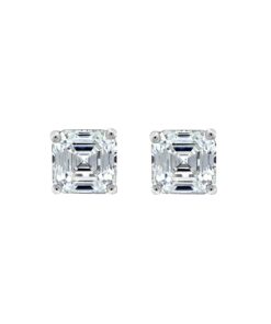 Alternative view of Amazon Collection Sterling Silver Infinite Elements Cubic Zirconia Stud Earrings Platinum Asscher-Cut