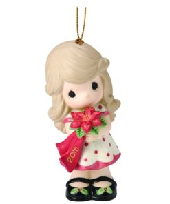 Precious Moments, Wishing You A Beautiful Christmas”, Dated 2016, Bisque Porcelain Ornament, 161002