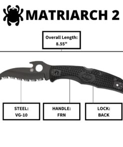 Spyderco Matriarch 2 Signature Knife with Emerson Opener and 3.57" VG-10 Black Reverse S Blade - SpyderEdge - C12SBBK2W Emerson Opener - Black Blade 24 514aJ5ZeiOL