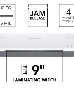 GBC Thermal Laminator Machine, Inspire, 9 Inch, Quick Warm-Up, 3 or 5 Mil, with 5 Standard Laminating Pouches for Home, Office and Classroom, Black (1701857) Frustration-Free Packaging 25 514hB7wDlL