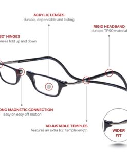 Clic Magnetic Reading Glasses, Computer Readers, Replaceable Lens, Original Long, (M-L, Black, 1.75 Magnification) 1.75 x 10 514nsznbrtL 2