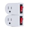 Luxtronic Grounded Power Adapter Switch - Electrical Outlet with On/Off Power Switch - 3-Prong Electric Plug with Red Light Indicator - ETL Listed (Pack of 2) Pack of 2 18 514q143y NL