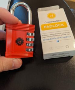 Padlock 4 Digit Combination Lock - for Gym School Locker, Outdoor Gate, Shed, Fence, and Storage - Weatherproof Metal - Keyless, Easy to Set, Resettable - Red 33 5151Hc8Yb4L