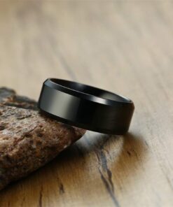 VNOX Personalized Custom 8MM Stainless Steel Plain Wedding Band Ring for Men,Black/Gold Plated/Silver Black-Engraving(Polished) 11 9 5155nozzW9L