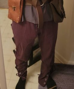 Men's Ankle Banded Cuff Renaissance Pants Medieval Viking Navigator Trousers Pirate Cosplay Costume with Drawstrings Medium Brown 17 5159hjujPgL