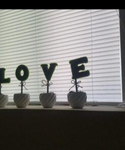 MyGift Set of 4 Decorative Artificial Sculpted Topiary Hedge Planter with Lettering That Spell Love in White Ceramic Pots 35 515APC7xzUL