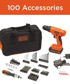 BLACK+DECKER 20V MAX* POWERCONNECT Cordless Drill Kit + 100 pc. Kit (BDC120VA100), Orange Drill Project Kit 26 515GMg1Vk8L