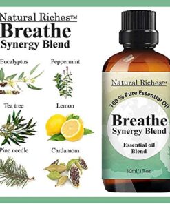 Natural Riches Breathe Essential Oil Blend Breathe Easy with Peppermint Eucalyptus Tea Tree Lemon Cardamom Pine Needle Essential Oils - 2 x 30 ml 1 Fl Oz (Pack of 2) 4 515KtmgqRvS