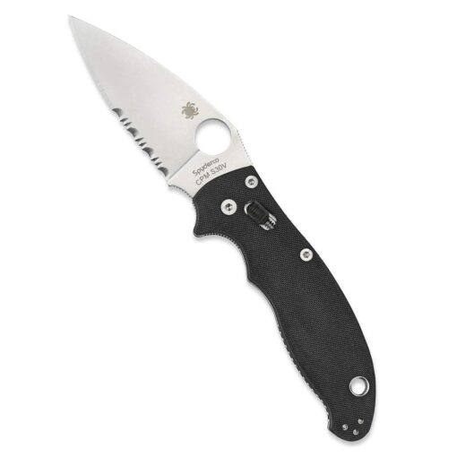 Spyderco Manix 2 Folding Knife - Black G-10 Handle with Full-Flat Grind, CPM S30V Steel Blade and Ball Bearing PlainEdge