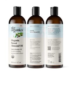Sky Organics Organic Sweet Almond Oil for Body 100% Pure & Cold-Pressed USDA Certified Organic to Moisturize, Soften & Nourish, 16 fl. Oz 16 Fluid Ounces 30 515NWMGLOYL