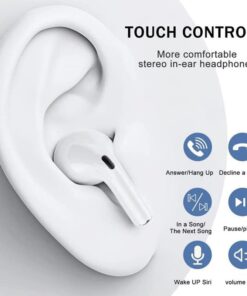 Wireless Earbuds Bluetooth 5.3 Headphones Touch Control with Wireless Charging Case IPX7 Waterproof Stereo Earphones in-Ear Built-in Mic Auto Pairing Noise Cancelling Headset for iOS/Android White-1 11 515Y5kdFPbL