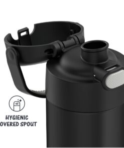 THERMOS FUNTAINER 16 Ounce Stainless Steel Vacuum Insulated Bottle with Wide Spout Lid, Black Matte Matte Black 12 515YQ9bUMWL