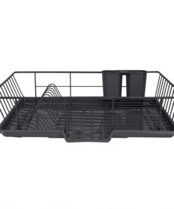 Dish Drying Rack (Black) | By Home Basics | Dish Drainers For Kitchen Counter | With Sloping Tray and Utensil Holder | Big Dish Drying Rack 15 515bl8s5sQL