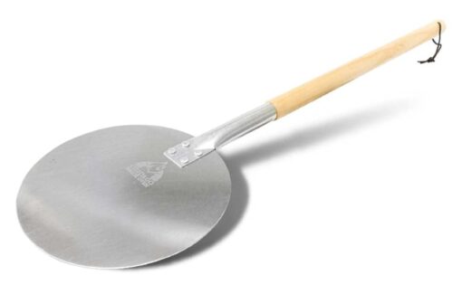 Chicago Brick Oven Aluminum Pizza Peel - Turning Pizza Paddle with Leather Strap and Detachable Wood Handle - Bakeware & Pizza Oven Accessories - 9 in 9" Turning Peel