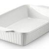 DOWAN Casserole Dish, 9x13 Ceramic Baking Dish, Large Lasagna Pan Deep, Casserole Dishes for Oven, 135 oz Deep Baking Pan with Handles, Oven Safe and Durable Bakeware for Lasagna, Roasts, Home Decor Gifts, White 51 515ujKQmWxS