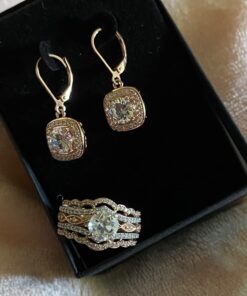 Amazon Collection Sterling Silver or Gold Plated Cubic Zirconia Halo Set Lever-Back Drop Earrings Rose Gold 8 516BXX1coKL