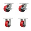Extra Heavy Duty Kingpinless 6” x 3” Red Polyurethane Tread on Metal Core Caster Set - 2 Swivel with Brakes/2 Rigid - 8,000 lbs. Total Capacity - Service Caster Brand - Set of 4 6" Wheel 2 Swivel w/2 Side Lock Brakes - 2 Rigid 22 516IfBiXczL