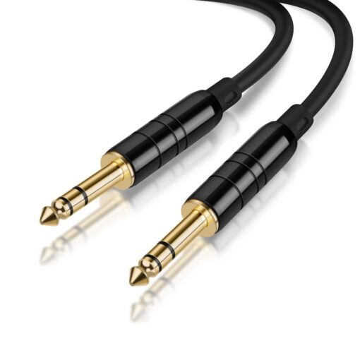 CableCreation 1/4’’ TRS Cable, [2-Pack 6FT] 1/4 Inch to 1/4 Inch 6.35mm Balanced Stereo Audio Cable for Studio Monitors,Mixer,Yamaha Speaker/Receiver,Black 6 feet 2 pack