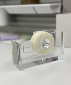 OfficeGoods Acrylic Tape Dispenser - Beautiful Modern Accessory for The Stylish Desk at Home, The Office, or School - Holds Standard, Large & Extra-Large Tape Rolls - Silver 30 516TrdcbISL