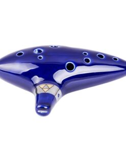 TOTMC Legend of Zelda Ocarina of Time Triforce Link 12 Hole Alto C Mediant Tone Ocarina Zelda Cosplay Ceramic Replica + Textbook Blue,Gold,Silver 35 516Y2CgGMmL