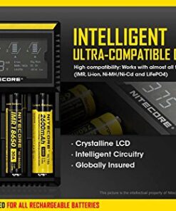 EdisonBright Nitecore D4 Digital Smart Battery Charger for Li-ion Ni-MH Ni-CD with 12V DC Car Adapter, NBM40 18650 Battery Magazine Battery Carry Case 12 516Zvi4ct L