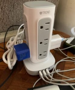 TROND Surge Protector Power Strip Tower - Flat Plug 6 ft Extension Cord with 12 Multiple Outlets, 4 USB Ports(1 USB C), Multi Plug Charging Tower, 1700J, for Home Office Supplies, Dorm Room Essentials 49 516b3I6AO3L