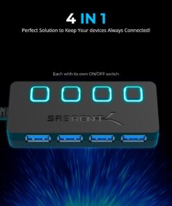 Sabrent 4-Port USB Hub, USB 3.0 Fast Data Hub with Individual LED Power Switches, 2 Ft Cable, Slim & Portable, for Mac & PC (HB-UM43) 28 516cuDNC8 L