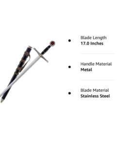 Tomahawk Sword Black Prince or Middle Ages Broadsword Options | 17" Stainless Steel Blade | Historical Collection Items for Display | Faithful Recreations of Legendary Weapons | Scabboard or Sheath Black Prince Sword 16 516eYsbXJL