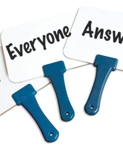 30 Quick Response Whiteboards Combo in a Tote Bag & Mini-erasers, Blue Handles | Super-Sturdy Dry-Erase, Two-Sided Answer Boards, Easy to Hold and Clean (5.9" x 7.75") 8 516hX6hSYBL