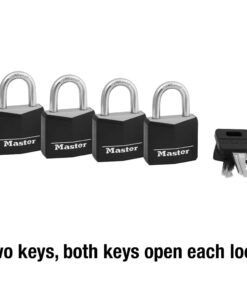 Master Lock Covered Aluminum Padlock with Key, Black, 4 count (Pack of 1) 4 count (Pack of 1) 26 516iKS7Rg8L
