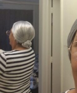 Kangaroo Grey Wig with a Bun - Grandma Wig Perfect Accessory for Old Lady Costumes for Adults - Old Lady Wig Used For Granny Dress ups, Mrs. Claus Costume Accessories, Halloween, Cosplay, Role Plays 14 516its6mDBL