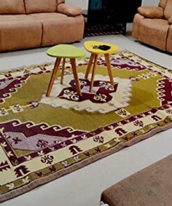 BalajeesUSA Outdoor Patio Rugs Clearance 6'x9' (183 cm x 274 cm) Red, Black, Lt Yellow, white 20171 6 ft x 9 ft Yellow, Chocolate, White 11 516ozQlCW9L