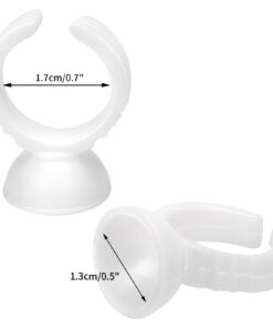 100PCS Disposable Plastic Nail Art Tattoo Glue Rings Holder Eyelash Extension Rings Adhesive Pigment Holders Finger Hand Beauty Tools (White) 100 Count (Pack of 1) White 21 516tWi0f2nL