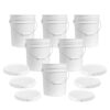 5 gallon Food Grade White Plastic Bucket with Handle & Lid - Set of 6 22 516tYsQ7atL
