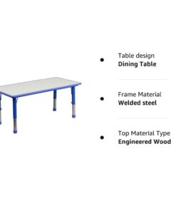 Flash Furniture Wren Adjustable Classroom Activity Table for School and Home, Rectangular Plastic Activity Table for Kids, 23.625" W x 47.25" L, Gray/Blue Blue Set of 1 28 516yLpcWdQL