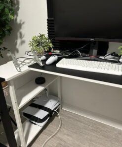 Lufeiya White L Shaped Computer Desk with Power Outlet Shelves, 40 Inch Small Corner Desk for Small Space Home Office, L-Shaped Desk PC Desks, White 39.4" 48 5172HeO2vFL