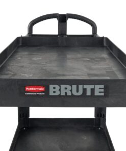 Rubbermaid Commercial Products 2-Shelf Utility/Service Cart, Medium, Lipped Shelves, Ergonomic Handle, 500 Lbs Capacity, for Warehouse/Garage/Cleaning/Manufacturing (FG452088BlA) Black 52 5175bHtnXhL